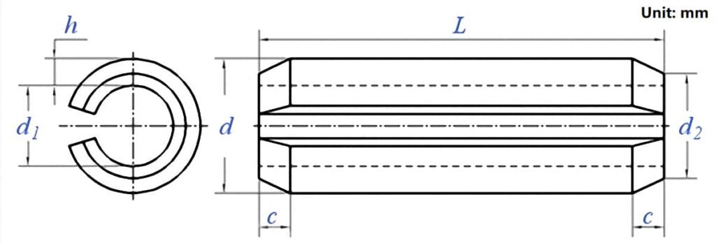 Slotted Spring Pins GB879 Drawing-1